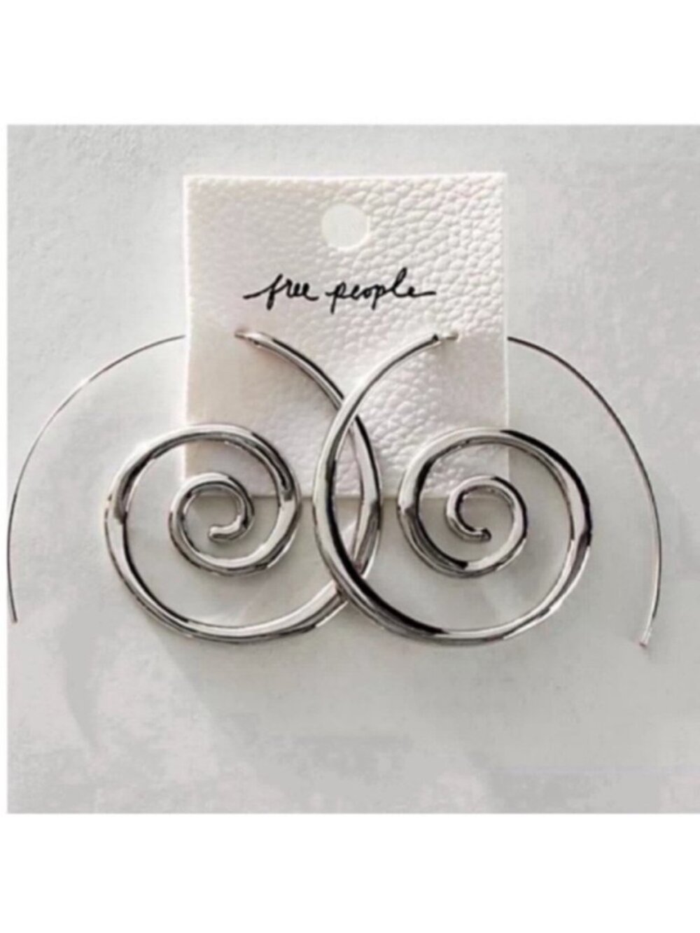 New! Free People Silver Eyes On You Spiral Hoop Earrings (1004) NWOT